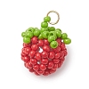 Glass Seed Beaded Tomato Pendants PALLOY-MZ01081-04-1