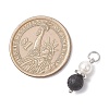 Natural Lava Rock & Shell Pearl Round Pendants PALLOY-JF04718-3