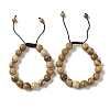 10mm Round Natural Picture Jasper Braided Bead Bracelets BJEW-C067-01C-28-1
