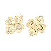 Saint Patrick's Day Brass Micro Pave Clear Cubic Zirconia Clover Pendants KK-C162-090G-2