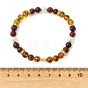 Nautral Amber & Shell Pearl Round Beads Stretch Bracelets for Women BJEW-JB13897-4