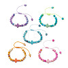 Dyed Natural Ocean White Jade & Synthetic Ocean White Jade & Dyed Turquoise Round Beads Braided Bead Bracelets for Women BJEW-JB13118-2