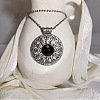 European style Alloy Crystal Rhinestone & Black Resin Flower Pendant Ball Chain Necklaces for Women PH9473-5