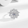 Sunflower Rotatable Open Cuff Rings for Women RJEW-S402-09P-1