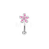 Flower 304 Stainless Steel Pink Cubic Zirconia Eyebrow Curved Barbell Rings WG9A661-03-1