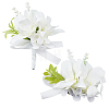 2Pcs 2 Style Silk Cloth Rose Flower Boutonniere Brooch & Wrist Corsage AJEW-CP0001-53-1