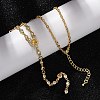 Brass Pave Cubic Zirconia Heart Pendant Y Tassel Necklaces for Women NJEW-A071-01G-03-1