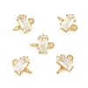 Brass Pave Cubic Zirconia Rectangle Connector Charms KK-P347-06G-03-1