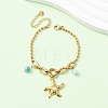Starfish 304 Stainless Steel Charm Bracelets BJEW-C135-02G-3