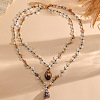 Natural Shell Pendant Double Layer Necklaces for Women WG62FB0-01-2
