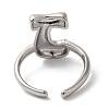 Initials Brass Open Cuff Ring for Women RJEW-N046-02J-P-3