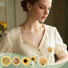5Pcs 5 Styles Sunflower Alloy Rhinestone Lapel Pins for Backpack Clothes JEWB-OC0001-05-5