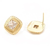 Clear Cubic Zirconia Rhombus Stud Earrings X-EJEW-L231-71G-2