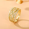 Brass Micro Pave Clear Cubic Zirconia Finger Rings WG69198-02-2