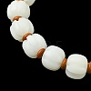 Dyed Natural Topaz Jade & Bodhi Wood Beaded Stretch Bracelet with Lotus Charms for Women BJEW-R310-02-3