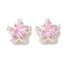 Brass Micro Pave Pink Cubic Zirconia Beads CU-CBAEC99-34S-01-1