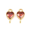 Brass Pave Cubic Zirconia Heart Links Connector Charms KK-K340-49G-07-1