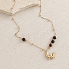 European Faceted Natural Tiger Eye 304 Stainless Steel Alphabet Pendant Necklaces QN9691-23-1