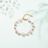 Bling Glass & Imitation Pearl Round Beaded Bracelet for Women BJEW-JB08591-2