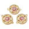 Rack Plating Brass Micro Pave Clear Cubic Zirconia Ring with Star Links Connector Charms KK-K385-086G-2