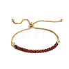 Natural Garnet Faceted Round Beaded Adjustable Brass Box Chain Slider Bracelets for Women QE7421-4-1