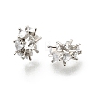 Heart Brass Micro Pave Clear Cubic Zirconia European Beads KK-Z156-10P-1