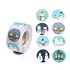 8 Patterns Snowman Round Dot Self Adhesive Paper Stickers Roll DIY-A042-01I-1