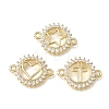 Brass Pave Clear Cubic Zirconia Ring Connector Charms KK-E802-10G-1