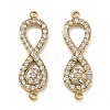 304 Stainless Steel Micro Pave Clear Cubic Zirconia Connector Charms CU-CBAF0F8-04G-1