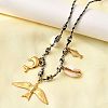 Summer Beach 304 Stainless Steel & Electroplated Natural Shell Pendant Adjustable Polyester Cord Necklaces for Women NJEW-F348-01A-G-3