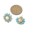 3 Pairs Flower Glass Seed Beaded with Natural Mashan Jade Stud Earrings for Women EJEW-MZ00208-5