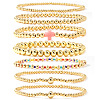7Pcs Brass Round Beaded Bracelets for Women SB9067-3-1