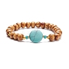 Natural Wood Stretch Bracelet with Gemstone Beads BJEW-JB08217-4