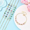 Natural Mixed Gemstone Faceted Cube Beaded Brass Chain Bracelets for Women BJEW-JB14334-1