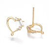 Brass Cubic Zirconia Stud Earring Findings X-KK-S350-001G-2