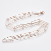 Brass Flat Oval Paperclip Chain Necklace Making MAK-S072-08B-RG-2
