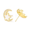 Clear Cubic Zirconia Moon and Star Stud Earrings with Enamel EJEW-I266-10G-2