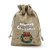 Christmas Printed Burlap Packing Pouches Drawstring Bags ABAG-Q053-02A-09-3