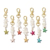 Natural White Mother of Pearl Shell & Synthetic Turquoise Starfish Pendant Decorations HJEW-JM02986-1