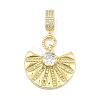 Brass Clear Cubic Zirconia Fan European Dangle Charms KK-Z090-05G-1