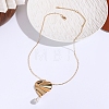Zinc Alloy Textured Pendant Necklaces with Round Plastic Pearl Tassel FS-WG222B6-01-3