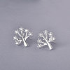 925 Sterling Silver Micro Pave Clear Cubic Zirconia Tree Stud Earrings FS-WG69278-01-2