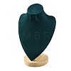 Bust Shaped Microfiber & Wood Jewelry Necklace & Earrings Display Stands NDIS-H042-01B-01-1