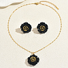 Elegant Resin Rose Pendant Necklace & Stud Earrings Set for Women DC8905-5