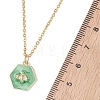 Brass Enamel Green Hexagon with Bee Pendant 304 Stainless Steel Cable Chain Necklaces for Women NJEW-JN05994-4