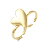 Rack Plating Heart Brass Open Cuff Double Rings for Women RJEW-G320-01G-1