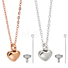 2Pcs 2 Colors 304 Stainless Steel Heart Urn Ashes Necklaces NJEW-CN0001-28A-1