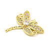 Rack Plating Brass Pave Clear Cubic Zirconia Dragonfly Connector Charms KK-P270-19G-2
