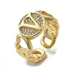 Brass Micro Pave Clear Cubic Zirconia Open Cuff Rings for Women RJEW-K289-02G-V-4