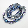 Electroplate Crystal Glass Square Beads Strands EGLA-F064B-09-2